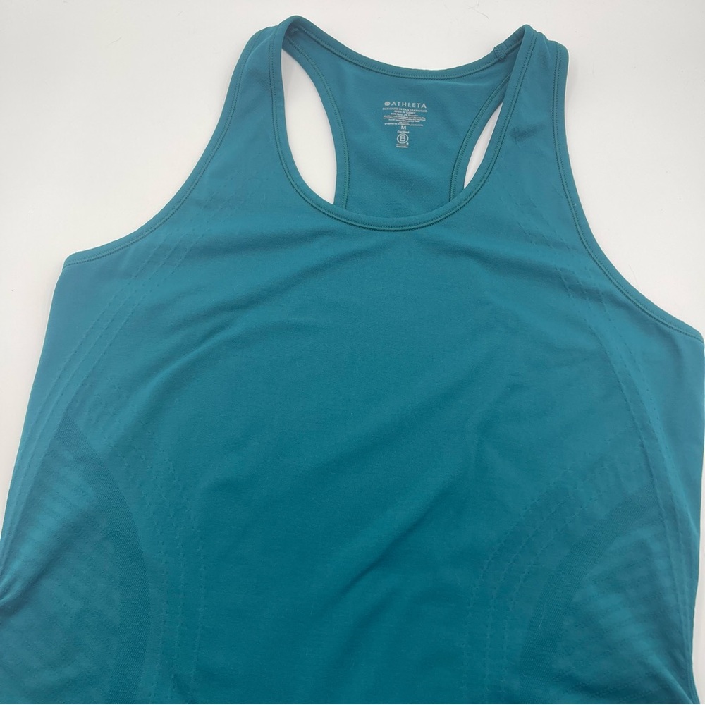 Athleta Womens Tank Top Racerback Rushed Sides Nylon/Spandex Deep Teal Size M